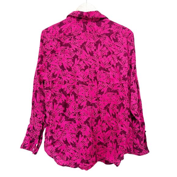 Tommy Bahama Pink Floral Linen Long Sleeve Button Down Sz L - Picture 4 of 4